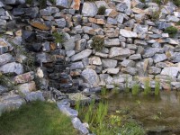Steinmauer am Teich